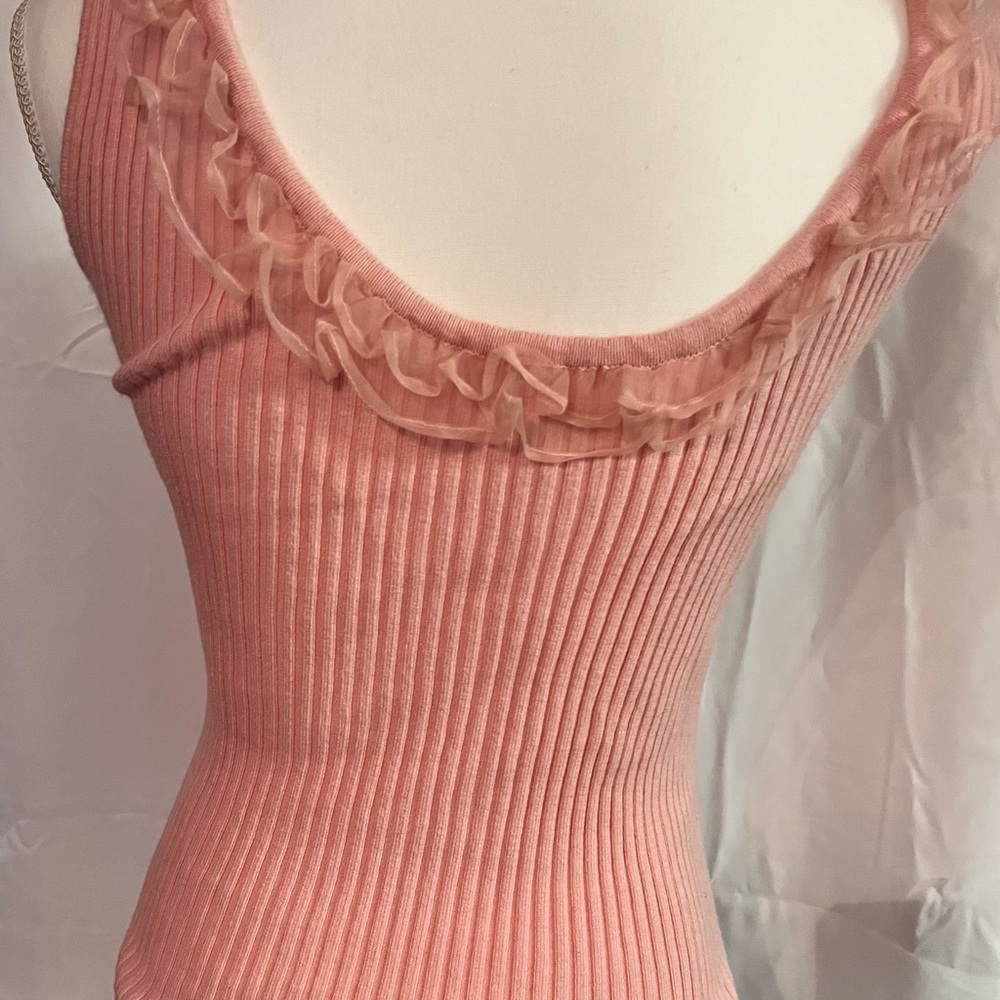 Studio Y Blush Ribbed Top with Ruffle Accent - Picture 2 of 5